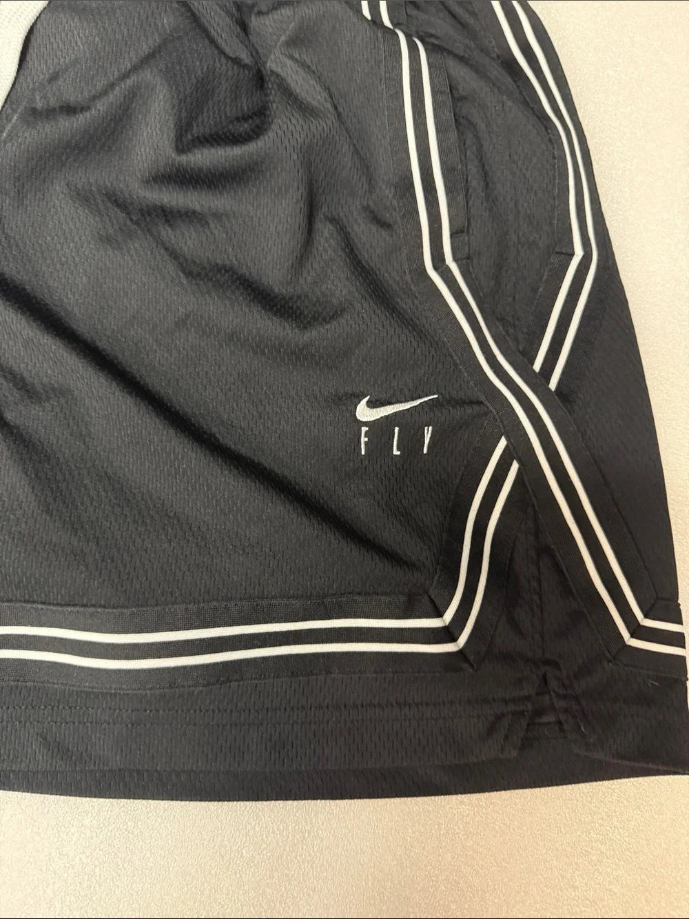 Nike Black Men’s Athletic Shorts with White Trim and Drawstring